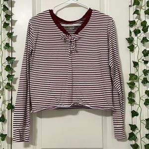 Red and white Hollister striped long sleeve